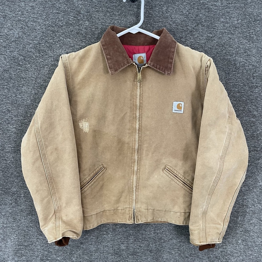 Vintage Carhartt Detroit Jacket Men's S Cropped Tan Quilt Lined Corduroy Collar